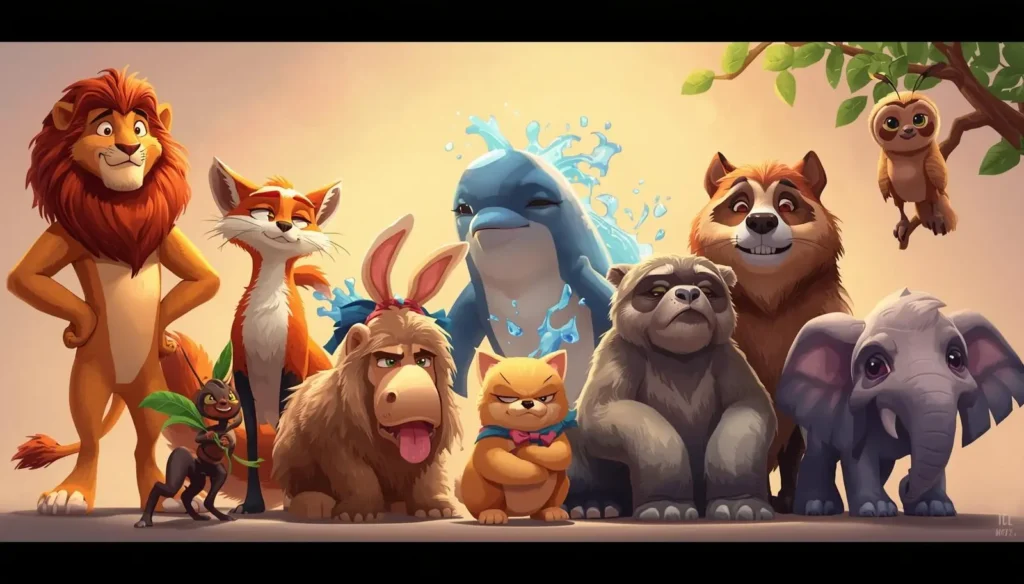 A visual representation of various animals with distinct animal personality.
