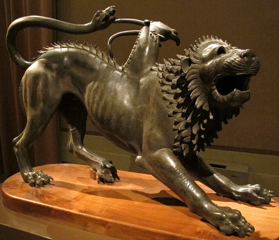 Um popular mito da mitologia grega é a da Quimera mitologia grega, um hibrido de animais que ficou no imaginário